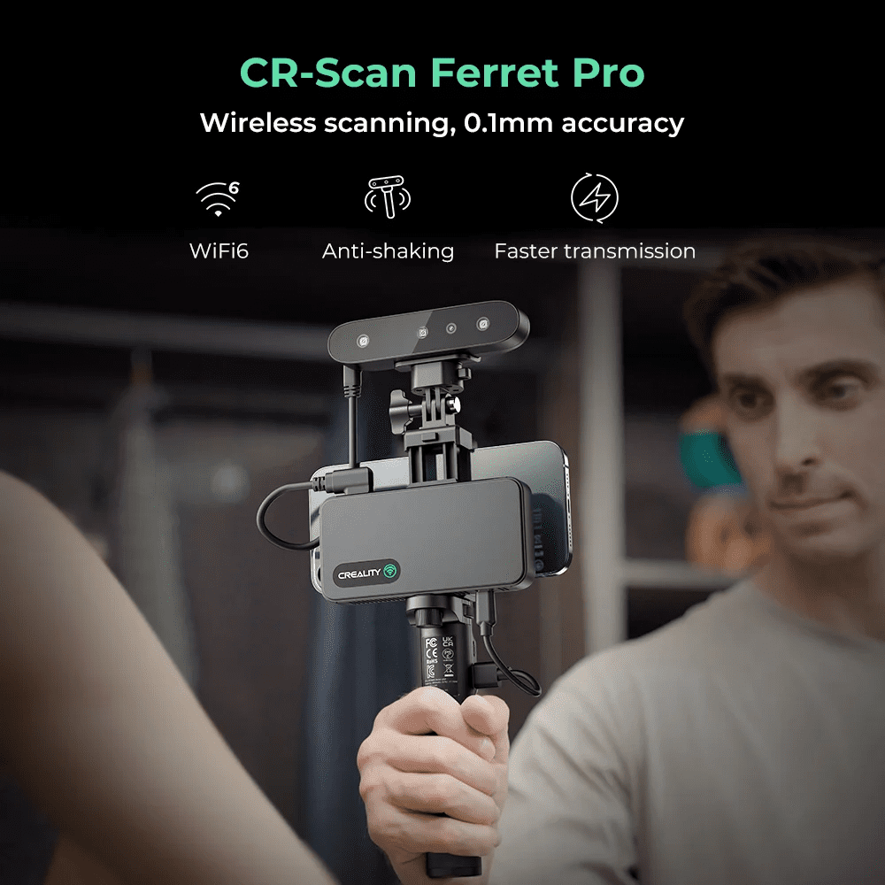 CR-Scan Ferret PRO от компании Creality – новый цветной сканер с точностью сканирования до 0,1 мм